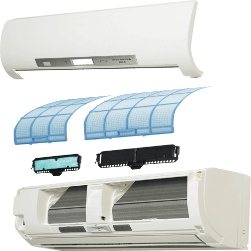Mitsubishi ductless filtration bovard heating cooling